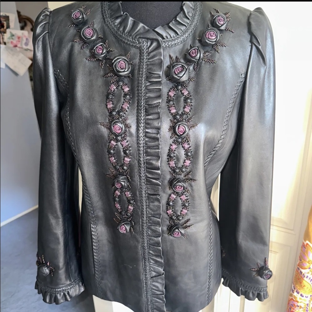 St. John Couture Black Leather Jacket leather